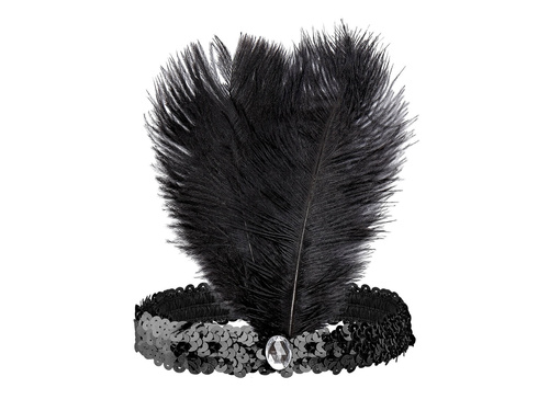 Retro fekete toll és flitteres fejpánt - 1 db.