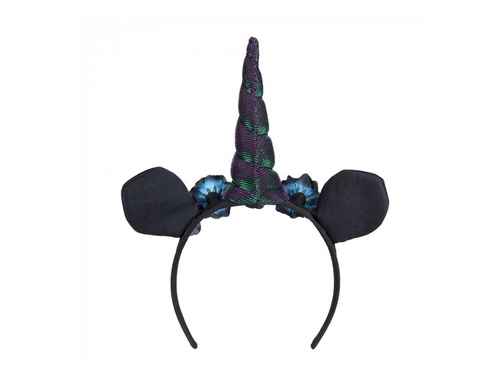 Sötét egyszarvú fejpánt rózsákkal - 1 db.