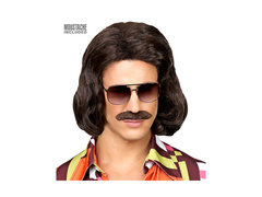 Dandy barna paróka az 1970-es évekből. bajusszal