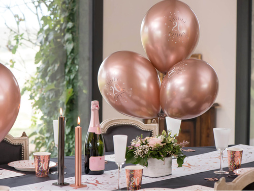 Nyomtatott rózsaszín arany latex lufi 50 - 30 cm - 6 db.