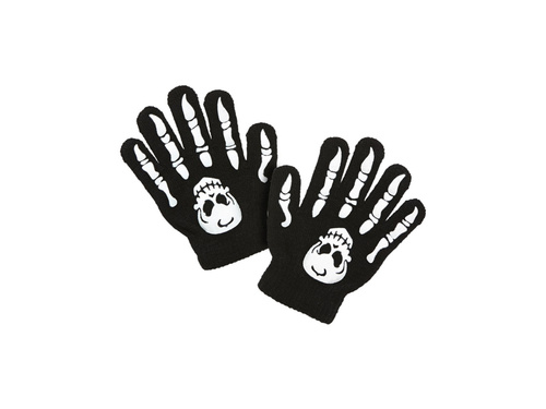 Csontváz kesztyű koponyával - gyerekeknek, gyapjúból készült