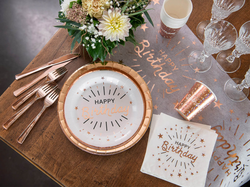 Boldog születésnapot Szikrázó rózsaszín arany papírpoharak - 270 ml - 10 db.