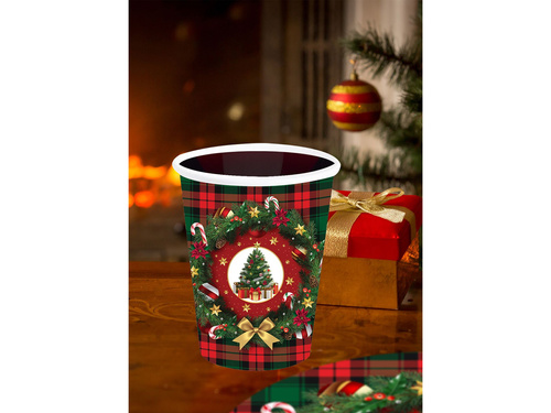 Karácsonyfa papírpoharak - 240 ml - 6 db.