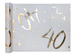 Nyomtatott asztali futó dekoráció 40. születésnapra - 30 cm x 5 m - 1 db.