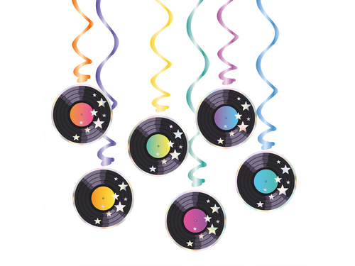 Retro Disco medál disznódísz - 6 db.