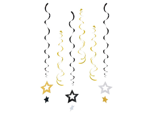 Akasztós dekoráció Glitter csillagok - 6 db.