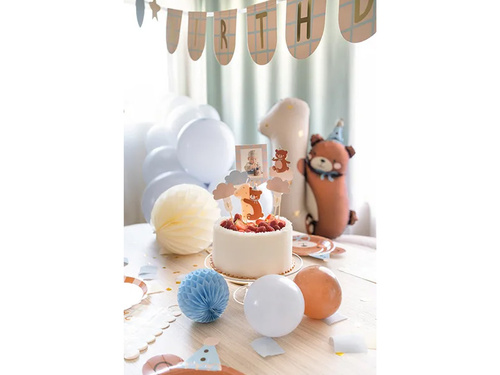 Teddy maci születésnapi tortadíszítő készlet - 5 db.