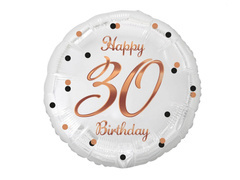 Fólialufi harmincadik születésnapra rózsaarany nyomattal - 46 cm - 1 db.