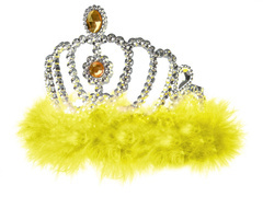 Tiara tiara sárga szőrmével - 1 db.