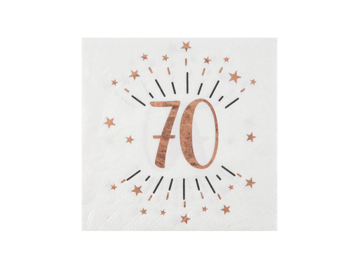 Csillogó rózsaszín arany 70. születésnapi szalvéták - 33 cm - 10 db.