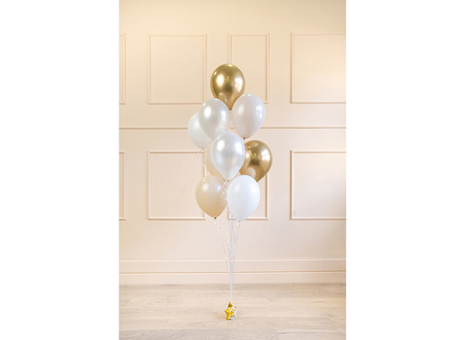 Fehér és arany színű latex lufik készlete - 10 db.