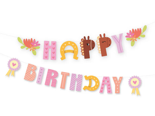 Boldog születésnapot lovak banner - 245 cm - 1 db.