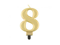 Fémszínű arany számgyertya - 8 - nyolc - nyolc