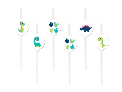 Boldog dinoszauruszok születésnapi szívószálak - 6 db.