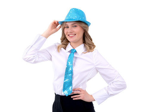 Flitteres nyakkendő - kék - 36 cm - 1 db.