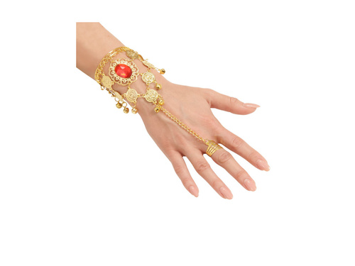 Arany karkötő érmékkel és drágakő gyűrűvel