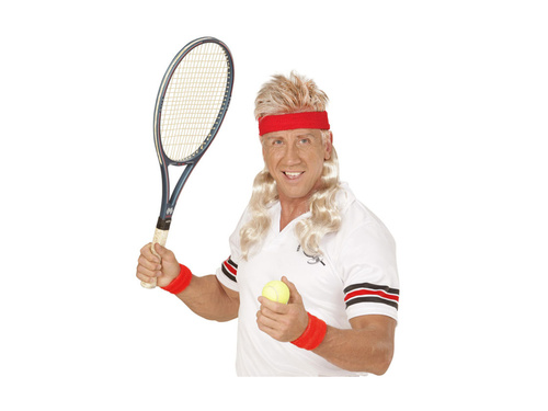 Piros sport zenekar szőke göndör hajjal