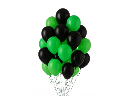 Fekete és zöld latex lufik készlet - közepes - 20 db.