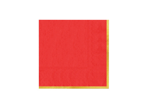 Piros papírszalvéta aranyszegéllyel - 33 cm - 10 db.