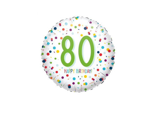Konfetti fólialufi - 80. születésnap - 43 cm - 1 db.