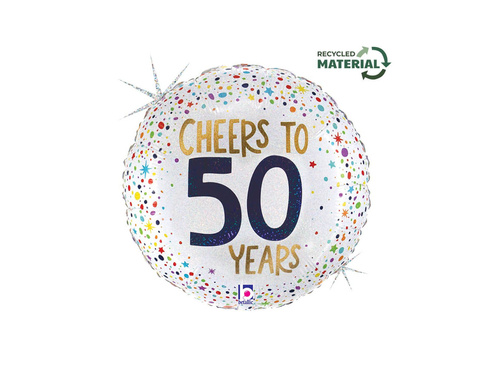 Fóliából készült kerek születésnapi lufi 50 éves - 14" - 1 db.