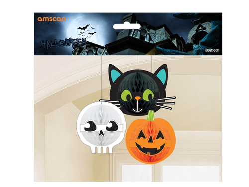 Halloween rozettás függő dekoráció - 3 db.