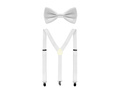 Fehér nadrágtartó kiegészítő szett nagy csokornyakkendővel - 2 db.