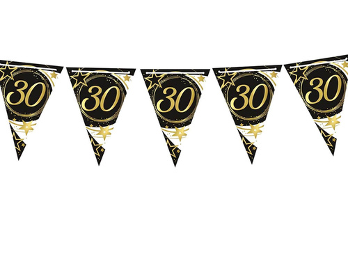 Fekete zászlós banner 30. születésnapra - 300 cm - 1 db.