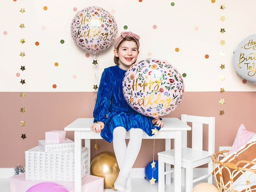 Boldog születésnapot virágos fólialufi - 45 cm - 1 db.