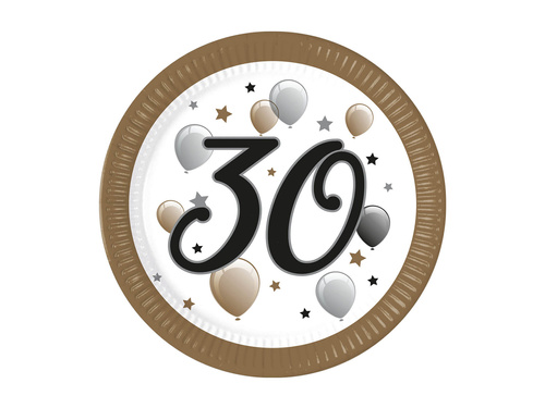 Harmincadik születésnapi papírtányér - 23 cm - 8 db.