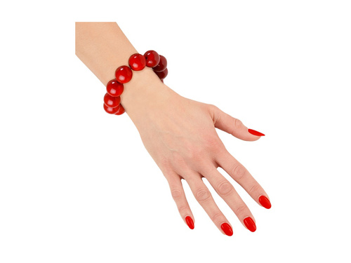 Piros gyöngyös diszkó 70-es évekbeli karkötő.