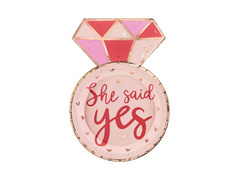 Eljegyzési gyűrűs papírtányér - 25,5 cm - 6 db.