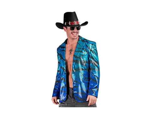 Party Fashion party kabát - kék flitterek hullámos mintával