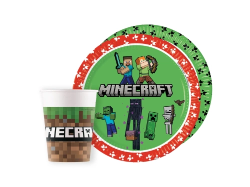 Mineraft papírpoharak + tányérok készlet - 16 db.