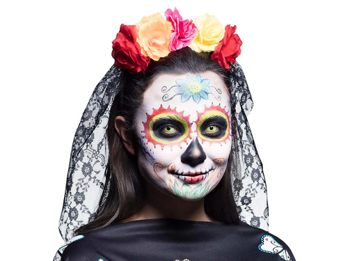 Fejpánt fátyollal és virágokkal - 1 db.