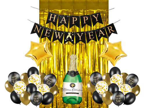 Arany szilveszteri dekorációs készlet - 37 elem