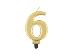 Fémszínű arany számgyertya - 6 - hat