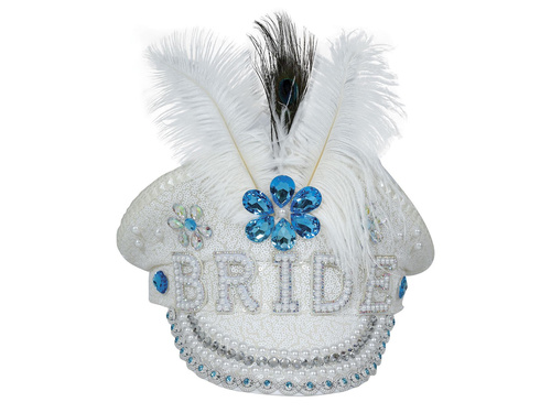 Menyasszonyi sapka kristályokkal és tollakkal - 1 db.