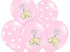 Nyomtatott léggömbök lányoknak "Elefánt" - 30 cm - 50 db.