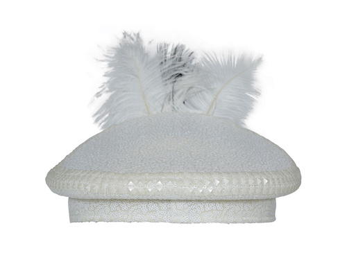 Menyasszonyi sapka kristályokkal és tollakkal - 1 db.