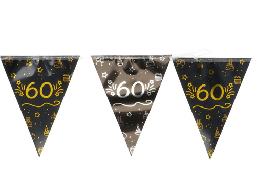 Fekete zászlós banner hatvanadik születésnapra - 400 cm - 1 db.