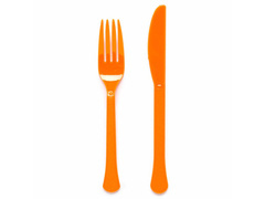Narancssárga műanyag evőeszközök - 24 db.
