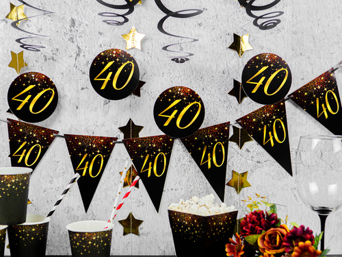 Szikrázó zászlós banner negyvenedik születésnapra - 5m