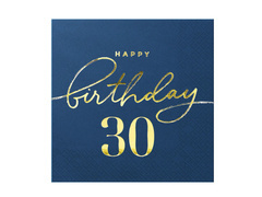 Harmincadik születésnapi szalvéta tengerészkék - 33 cm - 10 db.