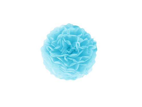 Függő pom pom virág dekoráció - kék - 15 cm - 1 db.
