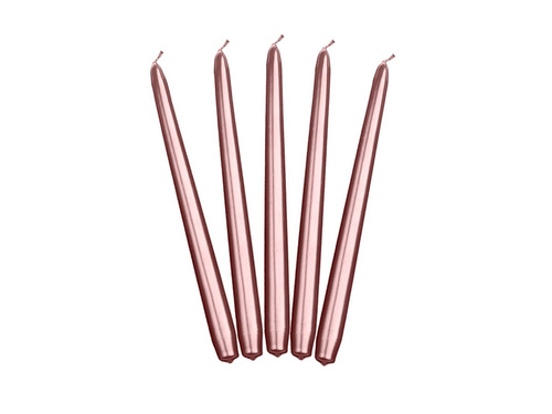Fém kúpgyertya rózsaarany - 24 cm - 10 db.