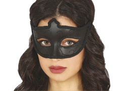 Fekete farsangi maszk csillámokkal - 1 db.
