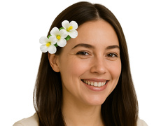 Hawaii virágos kitűző fehér - 1 db.