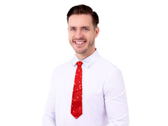 Flitteres nyakkendő - piros - 36 cm - 1 db.