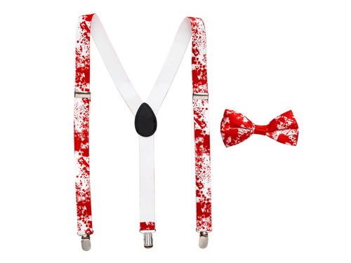 Vérfoltos nadrágtartó + légy szett 1 kpl.